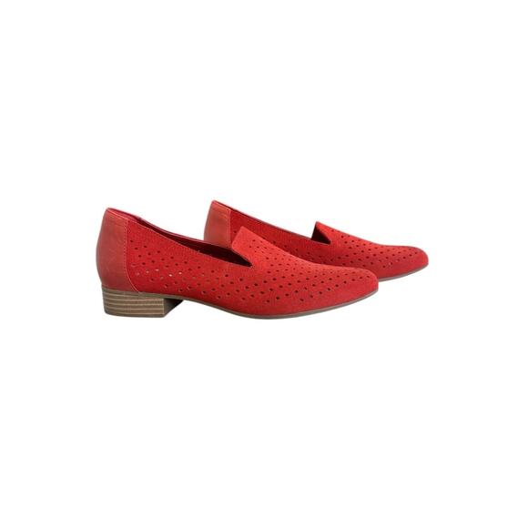 Clarks Womens Juliet Hayes Loafers Flats Size 9 Minimalist Comfort Slip On Red - Picture 3 of 12
